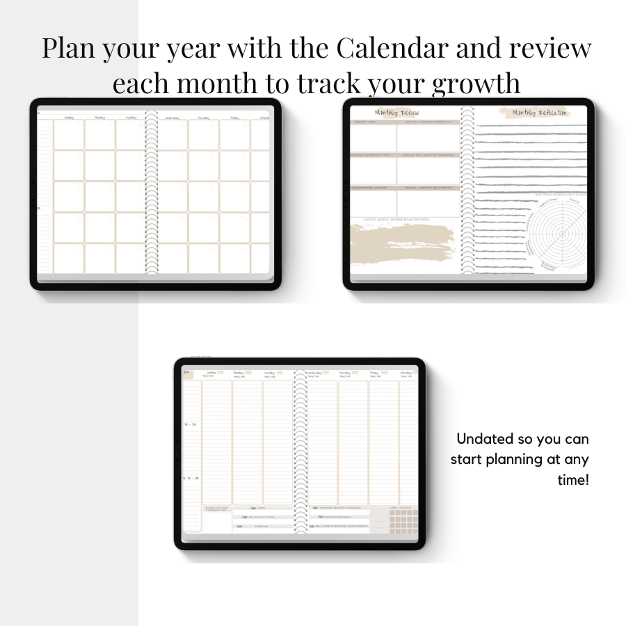 Undated Calendar and Goal Planner